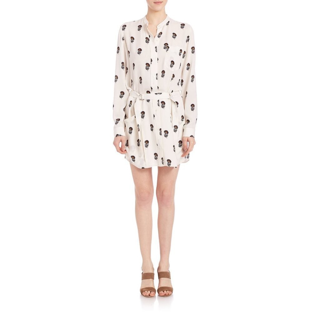 A.L.C. 6 Sacha White Floral Silk Dress Mini Sheath